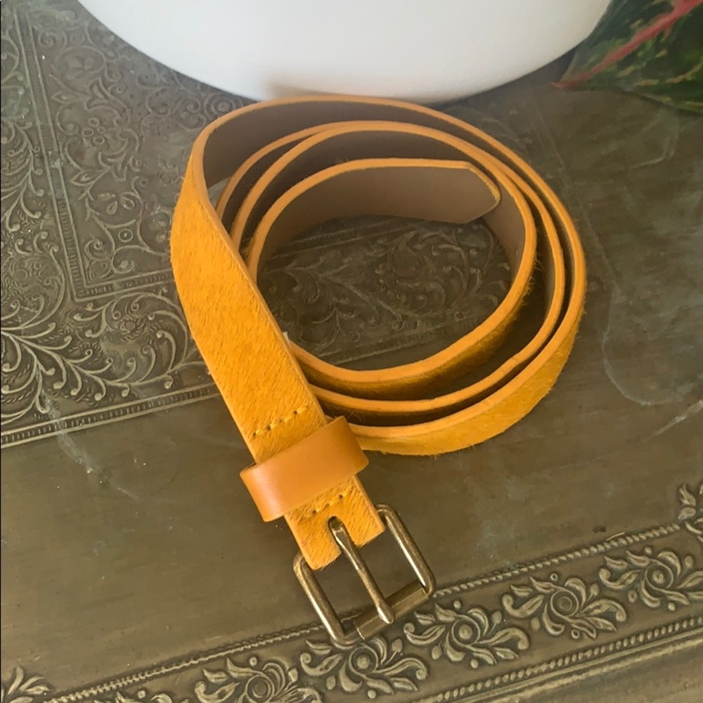 Mustard yellow pony hair belt
